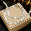 Wholesale Titanium Steel Snake Bone Chain Necklace And Threestrand Braided Bracelet With Geometric Design And Electroplating Treatment For Unisex