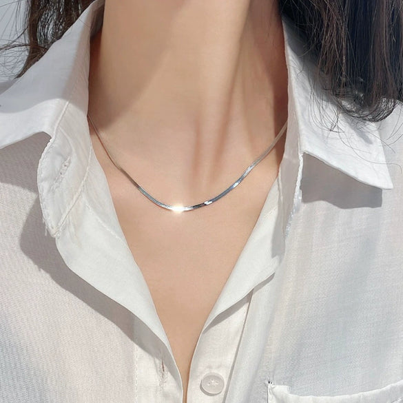 Wholesale Titanium Steel Snake Bone Chain Necklace Minimalist Plain Unisex