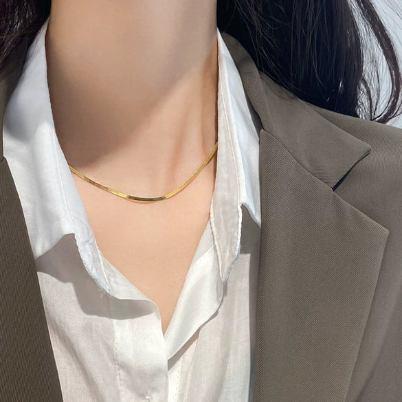 Wholesale Titanium Steel Snake Bone Chain Necklace Minimalist Plain Unisex