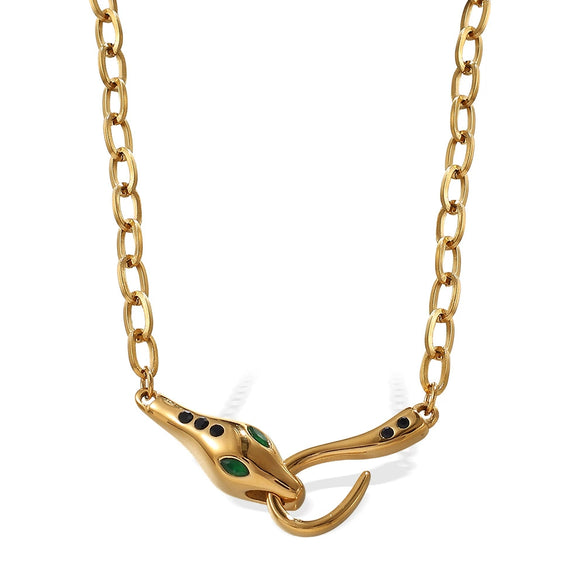 Wholesale 316L Stainless Steel Snake Head Necklace Fashion Hiphop Style Electroplated For Women