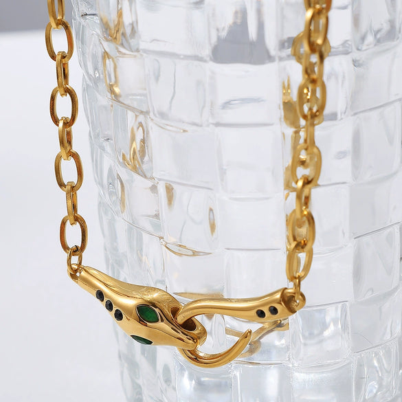 Wholesale 316L Stainless Steel Snake Head Necklace Fashion Hiphop Style Electroplated For Women