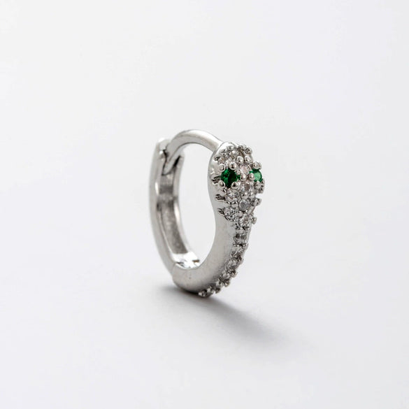Wholesale Titanium Steel Snake Zodiac Ear Nail With Green Zircon For Women