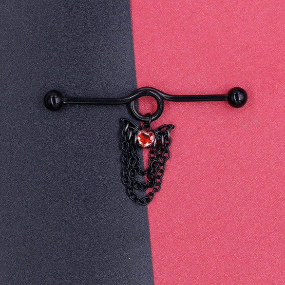 Wholesale Titanium Steel Specialshaped Bar Chain Pendant Earrings Geometric Heart Bow Tie Star Shape Electroplating Unisex Hiphop Piercing Ear Bridge