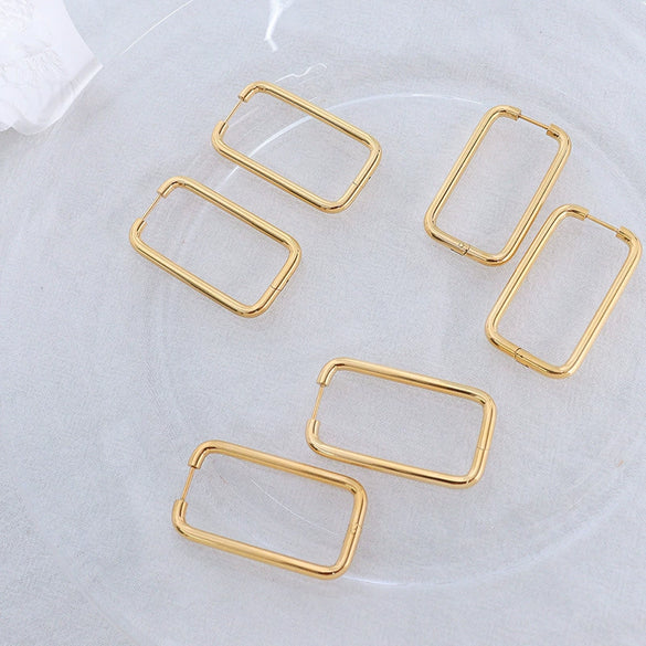 Wholesale Titanium Steel Square Earrings For Women Fashion Minimalist Exaggerated Electroplated Jewelry