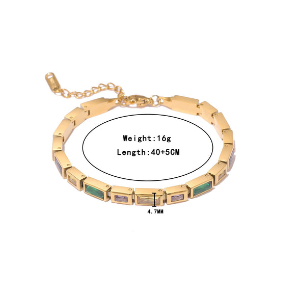 Wholesale Titanium Steel Square Stitching Geometric Electroplating Bracelet For Women