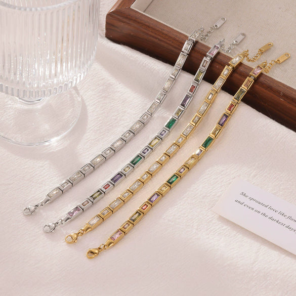 Wholesale Titanium Steel Square Stitching Geometric Electroplating Bracelet For Women