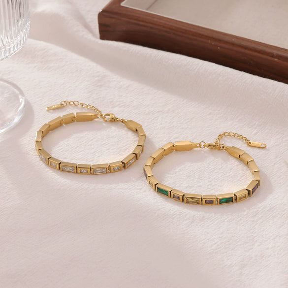Wholesale Titanium Steel Square Stitching Geometric Electroplating Bracelet For Women