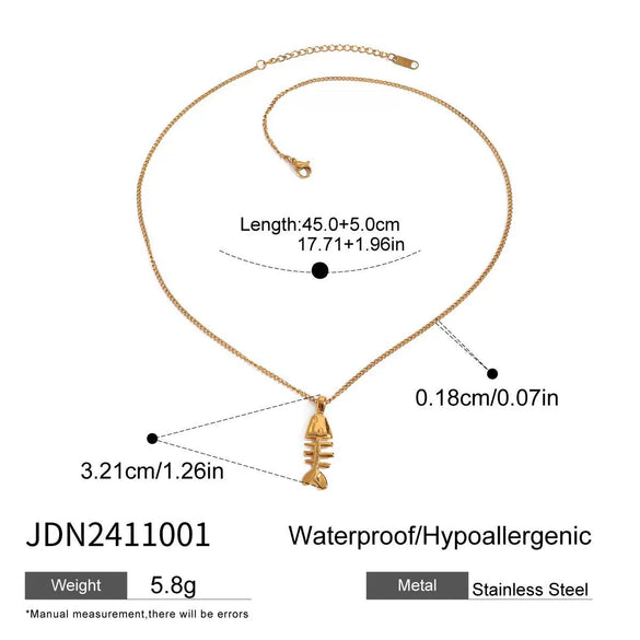 Wholesale Titanium Steel Stainless Steel Geometric Fishbone Pendant Necklace With Electroplating Quiet Design Does Not Fade