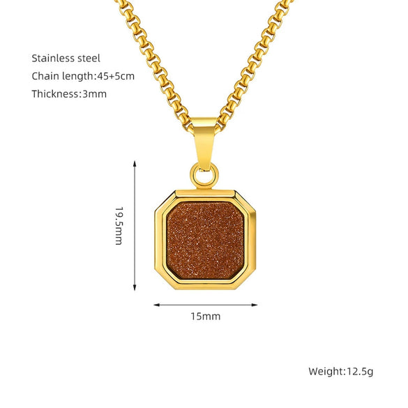 Wholesale Titanium Steel 316L Stainless Steel Geometric Pendant Necklace For Women Light Luxury With Natural Gold Sand