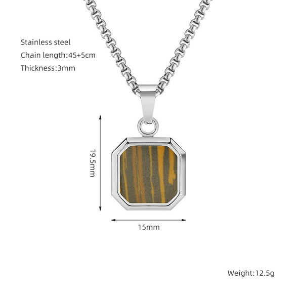 Wholesale Titanium Steel 316L Stainless Steel Geometric Pendant Necklace For Women Light Luxury With Natural Gold Sand