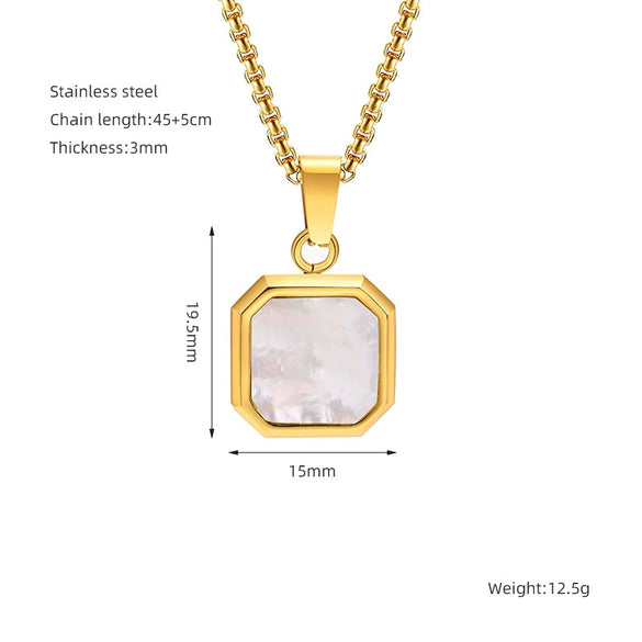 Wholesale Titanium Steel 316L Stainless Steel Geometric Pendant Necklace For Women Light Luxury With Natural Gold Sand