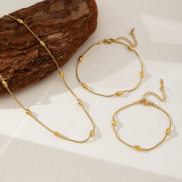 Wholesale Titanium Steel Stainless Steel Round Bead Electroplated Clavicle Necklace For Women