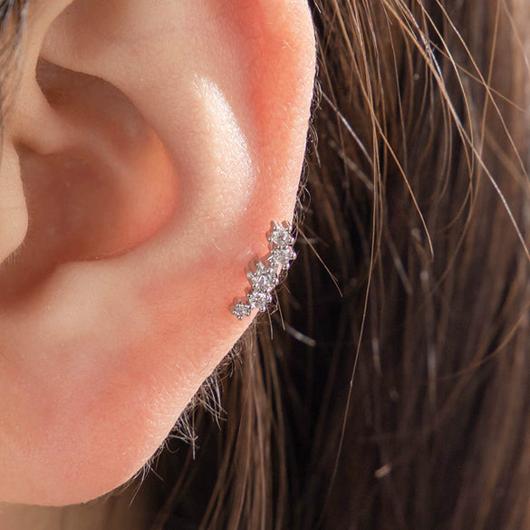 Wholesale Titanium Steel Star Inlaid Zircon Women's Ear Nails