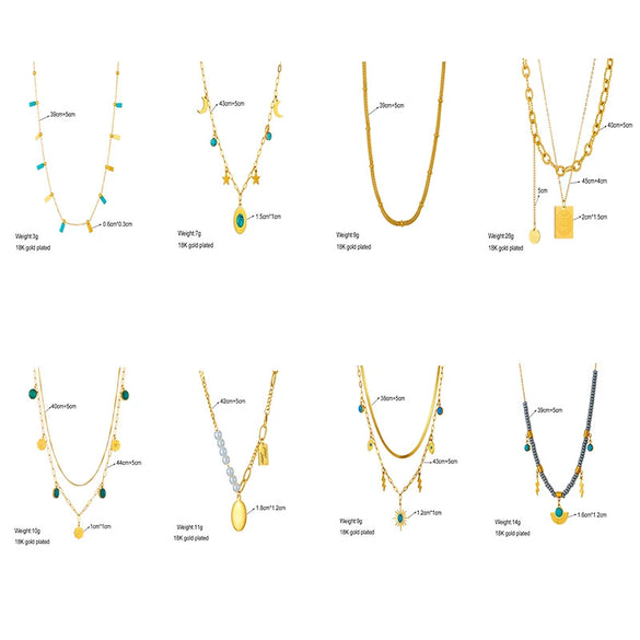 Wholesale Titanium Steel Star Moon Oval Pendant Necklace With Electroplating Fashion Retro Style For Women