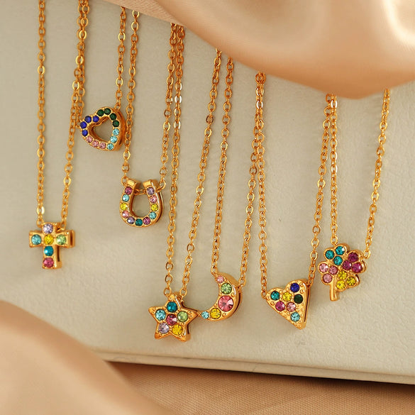 Wholesale 316L Stainless Steel Star Shape And U Shape Pendant Necklace With Electroplating Treatment Fashion Style For Women
