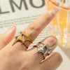 Wholesale Titanium Steel Star Shaped Open Adjustable Ring With Electroplating Design In Cold Style