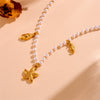 Wholesale Titanium Steel Sweet Style Geometric Starfish Shell Pendant Necklace With Box Chain Electroplating Treatment