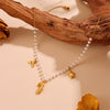 Wholesale Titanium Steel Sweet Style Geometric Starfish Shell Pendant Necklace With Box Chain Electroplating Treatment