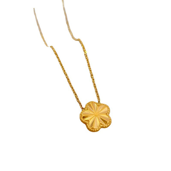 Wholesale Titanium Steel Three Dimensional Flower Geometric Style Electroplated Necklace For Unisex