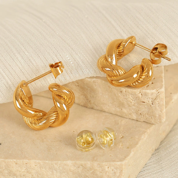Wholesale 316L Stainless Steel U Shape Fashion Classic Earrings With 18K Gold Plated Electroplating For Women