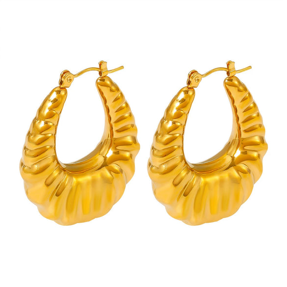 Wholesale 316L Stainless Steel U Shaped Geometric Niche Style Earrings With Gold Plated Treatment