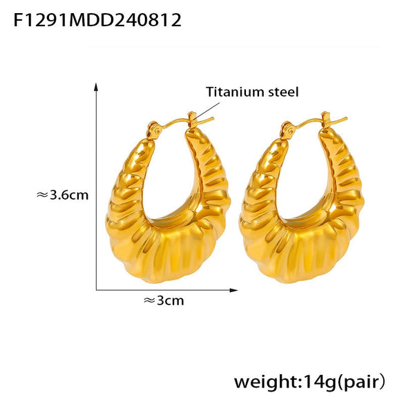 Wholesale 316L Stainless Steel U Shaped Geometric Niche Style Earrings With Gold Plated Treatment
