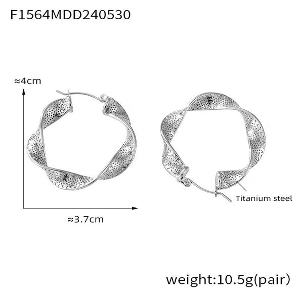 Wholesale Titanium Steel U Shaped Twisted Geometric Earrings With Electroplating For Women