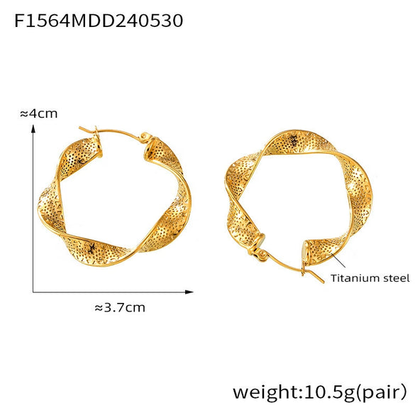 Wholesale Titanium Steel U Shaped Twisted Geometric Earrings With Electroplating For Women