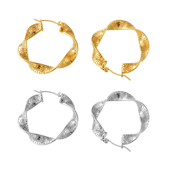 Wholesale Titanium Steel U Shaped Twisted Geometric Earrings With Electroplating For Women