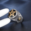 Wholesale Titanium Steel Unisex Geometric Fivepointed Star Ring With Electroplating
