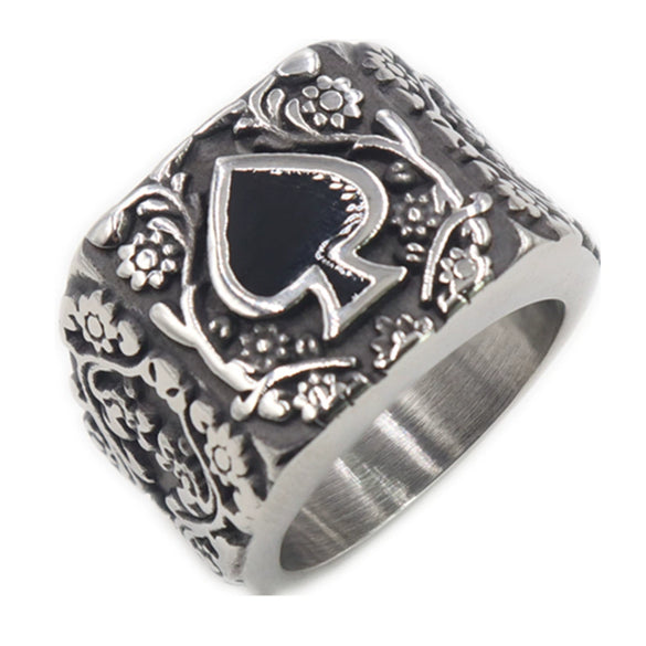 Wholesale Titanium Steel Unisex Ring Personality Retro Black Peach Epoxy Carved Dripping Oil Geometric Style