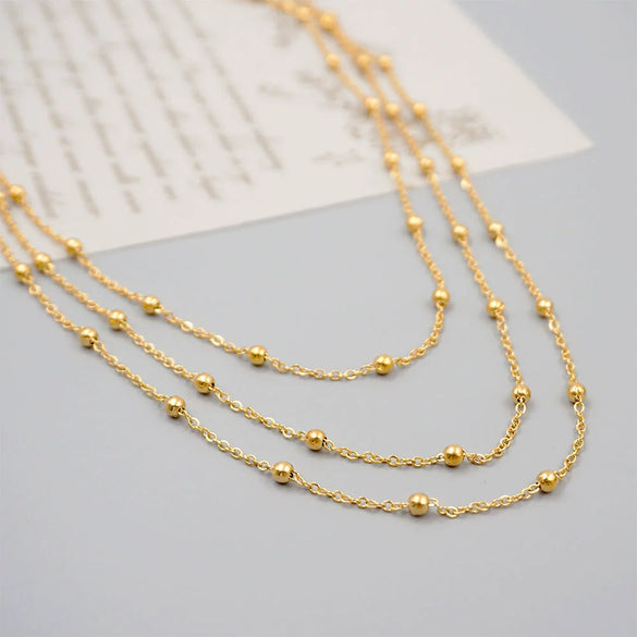 Wholesale Titanium Steel Ushaped Bead Chain Necklace Retro Style Electroplated For Women