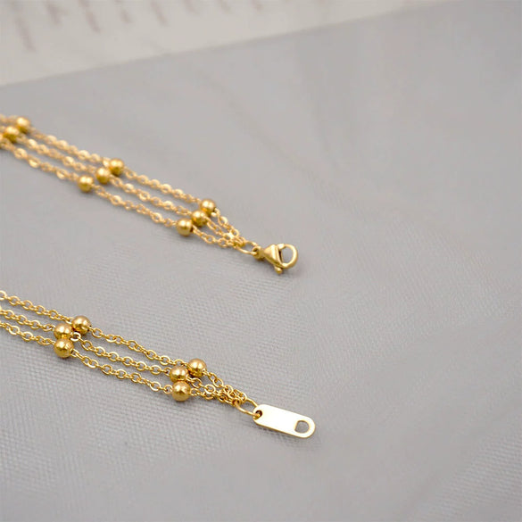 Wholesale Titanium Steel Ushaped Bead Chain Necklace Retro Style Electroplated For Women