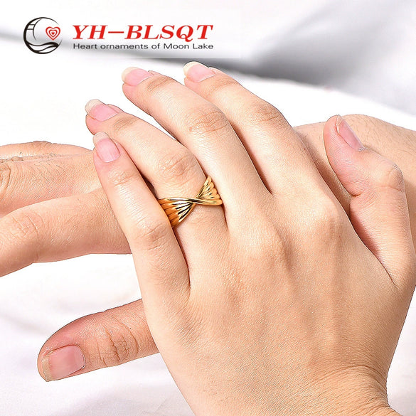 Wholesale Titanium Steel Ushaped Bowknot Ring For Women Electroplated Minimalist Style