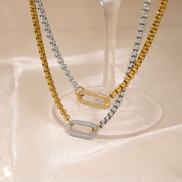 Wholesale Titanium Steel Ushaped Drop Pendant Necklace With Box Chain Electroplated In Real Gold