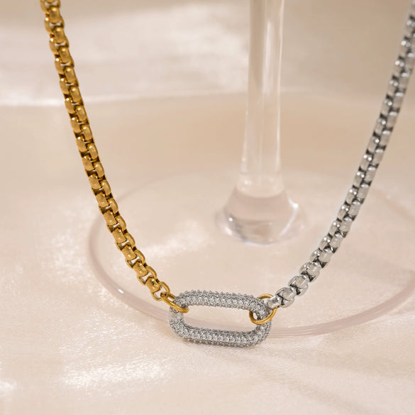 Wholesale Titanium Steel Ushaped Drop Pendant Necklace With Box Chain Electroplated In Real Gold