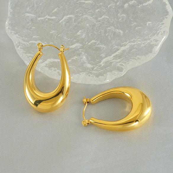 Wholesale Titanium Steel Ushaped Electroplated Geometric Earrings For Women