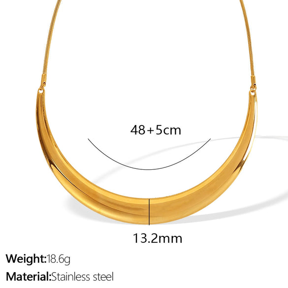 Wholesale 316L Stainless Steel Ushaped Fashion Simple Exquisite Fanshaped Arc Necklace With Electroplating Design For Women