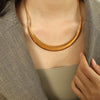 Wholesale 316L Stainless Steel Ushaped Fashion Simple Exquisite Fanshaped Arc Necklace With Electroplating Design For Women