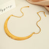Wholesale 316L Stainless Steel Ushaped Fashion Simple Exquisite Fanshaped Arc Necklace With Electroplating Design For Women