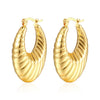 Wholesale Titanium Steel Ushaped Geometric Hollow Earrings With Shrimp Pattern And 18K Gold Furnace Vacuum Plated