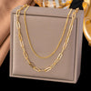 Wholesale Titanium Steel Ushaped Real Gold Plated Light Luxury Geometric Doublelayer Necklace For Women