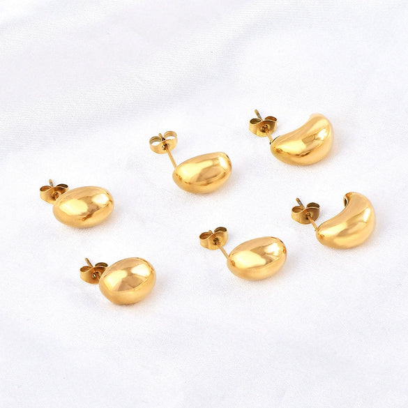 Wholesale Titanium Steel Water Drop Earrings With Geometric And Cartoon Character Patterns Electroplated
