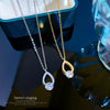 Wholesale Titanium Steel Water Drop Geometric Style Electroplated Zircon Necklace For Female