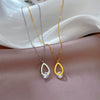 Wholesale Titanium Steel Water Drop Geometric Style Electroplated Zircon Necklace For Female