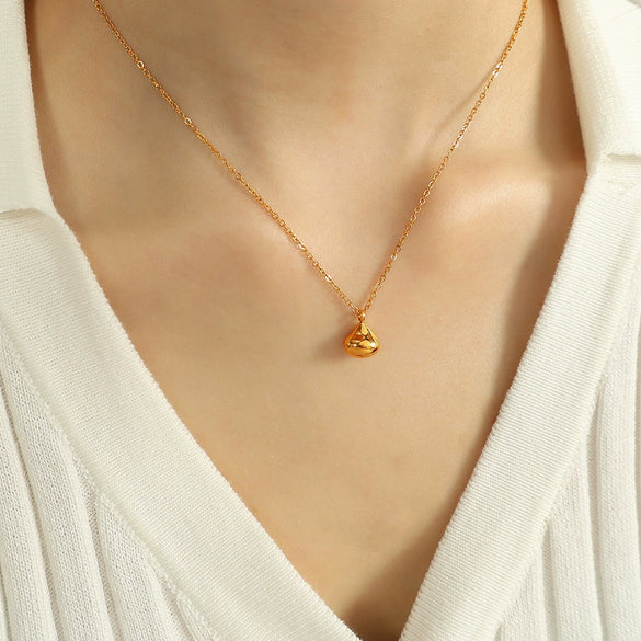 Wholesale 316L Stainless Steel Water Drop Pendant Necklace For Women Fashion Ol Style With Electroplating