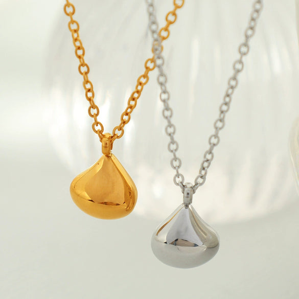Wholesale 316L Stainless Steel Water Drop Pendant Necklace For Women Fashion Ol Style With Electroplating