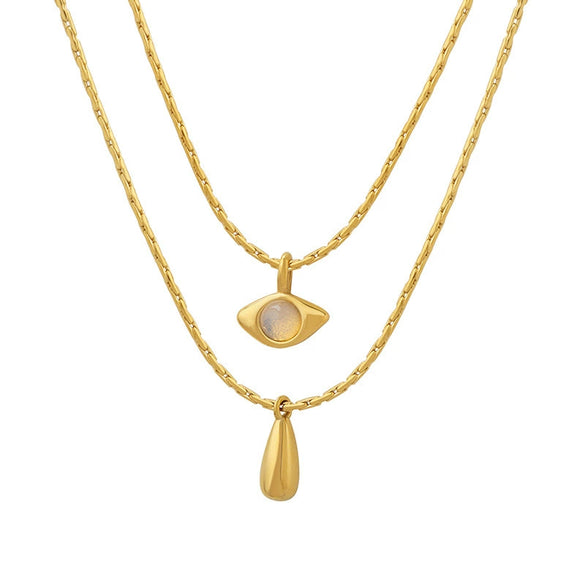Wholesale Titanium Steel Water Drop Pendant Necklace Geometric Style Electroplated For Women