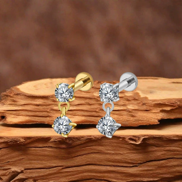 Wholesale Titanium Steel Water Drop Zircon Ear Nail And Lip Nail With Heart Bow Tie Star Shape Electroplating For Unisex
