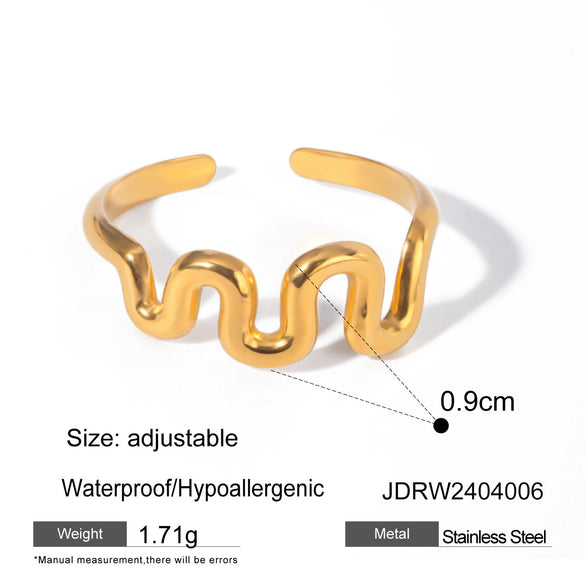 Wholesale Titanium Steel Waveshaped Women's Bracelet With 18K Gold Electroplated Stainless Steel Geometric Style